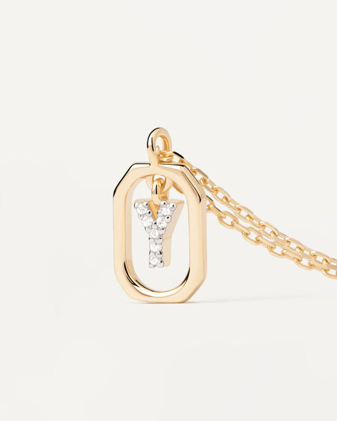 PDPAOLA Mini Letter Y Necklace - 925 Sterling Silver / 18K Gold Plating