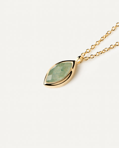 PDPAOLA Green Aventurine Nomad Necklace - 925 Sterling Silver / 18K Gold Plating