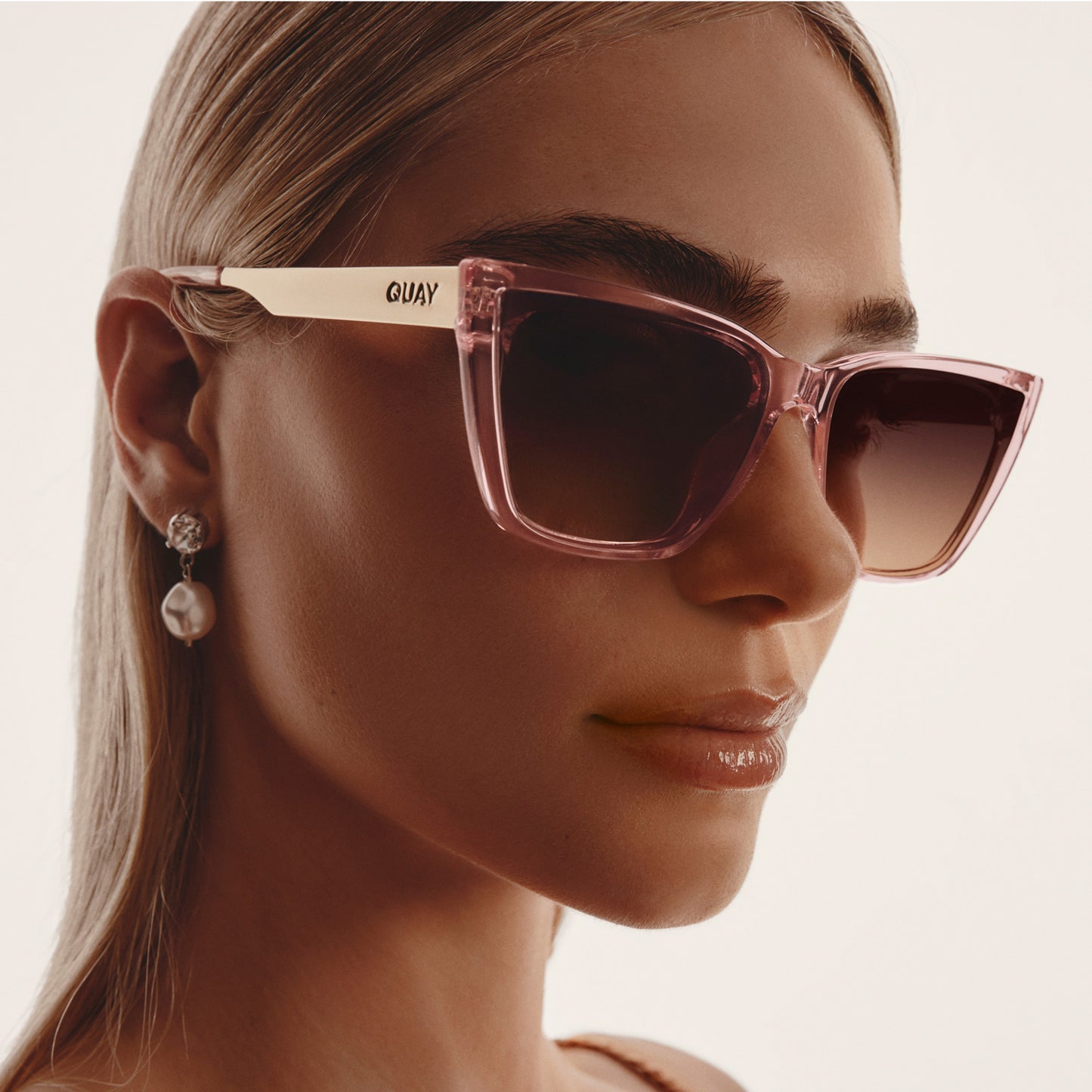 QUAY Call The Shots Adorned Sunglasses - Peony/Brown Fawn (Limited Edition)