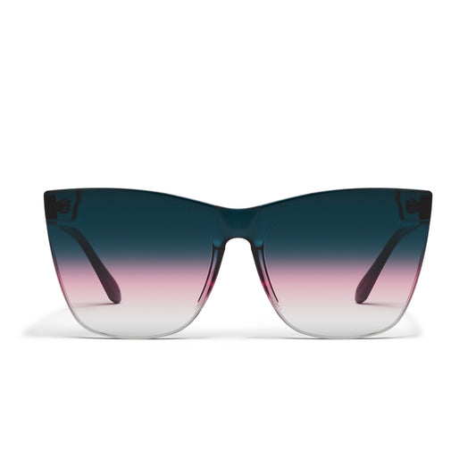 QUAY Come Thru Sunglasses - Black/Teal Glow