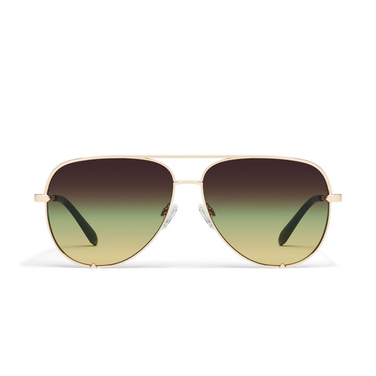 QUAY High Key Extra Large Sunglasses - Gold/Pistachio Glow