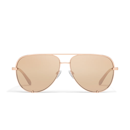 QUAY High Key Extra Large Sunglasses - Rose Gold/Tan Rose