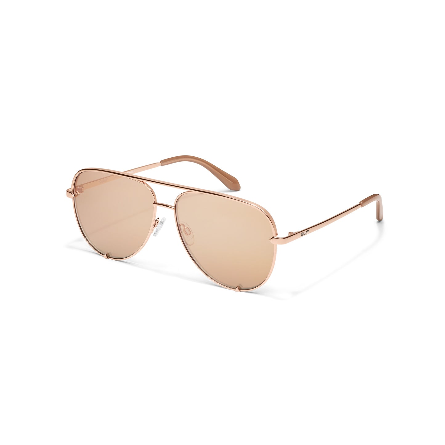 QUAY High Key Extra Large Sunglasses - Rose Gold/Tan Rose