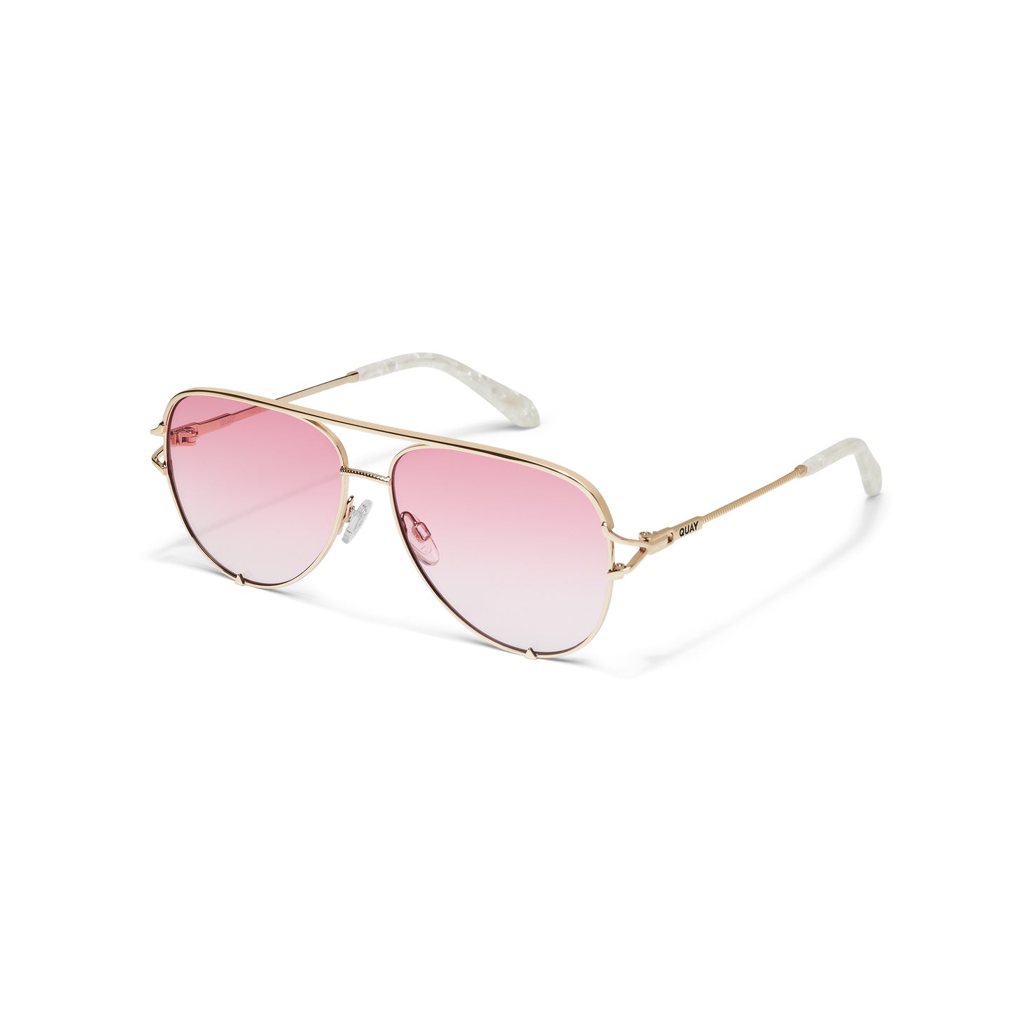 QUAY High Key Twist Adorned Sunglasses - Gold/Light Peony (Limited Edition)