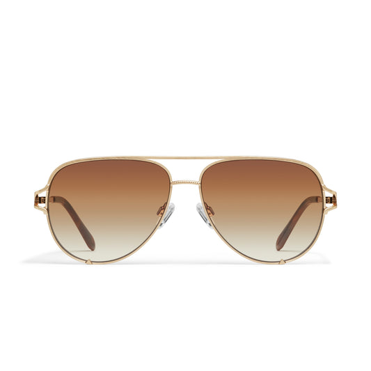 QUAY High Key Twist Sunglasses - Brushed Gold/Sepia