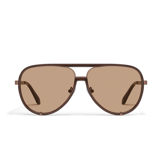 QUAY High Profile Sunglasses - Dark Brown/Tan