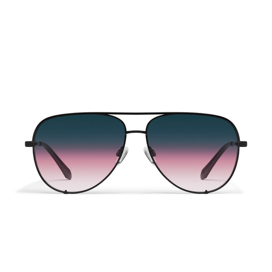 QUAY High Key Extra Large Sunglasses - Black/Teal Glow