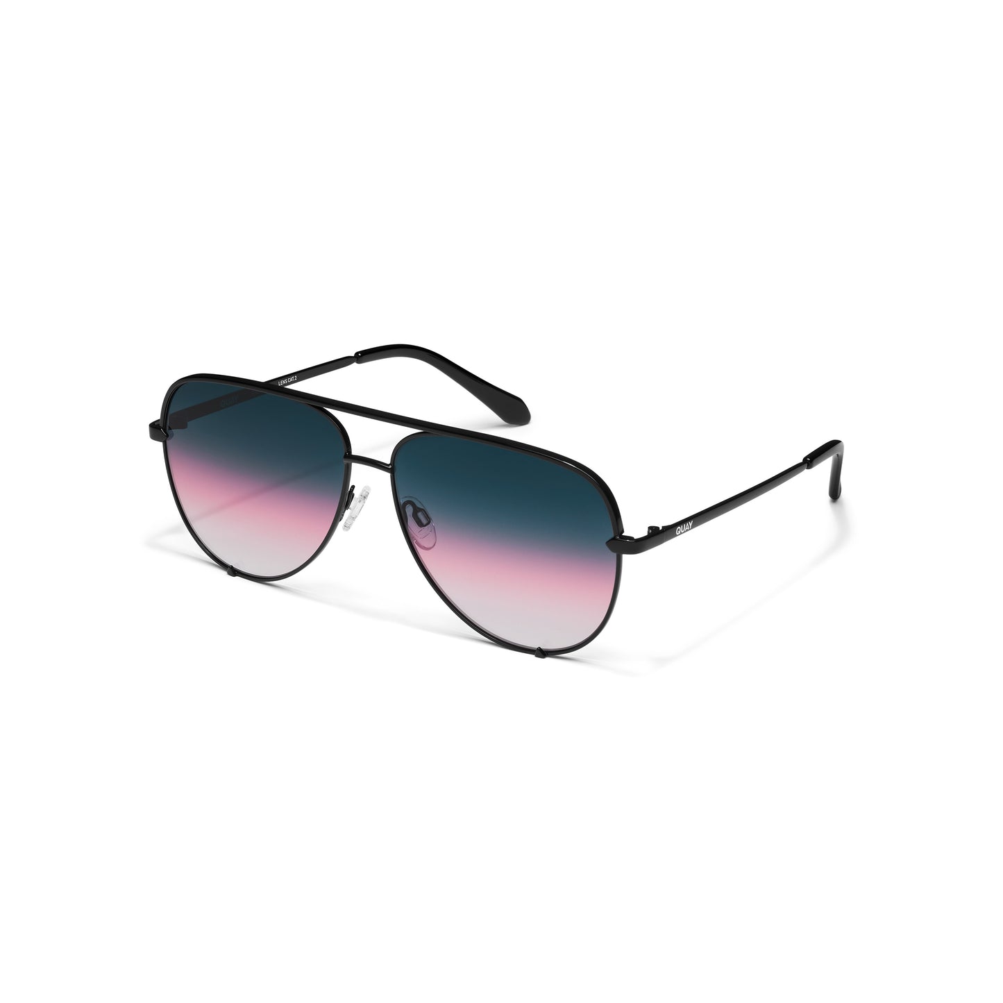 QUAY High Key Extra Large Sunglasses - Black/Teal Glow