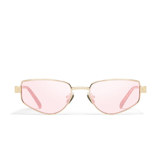 QUAY Hit Single Sunglasses - Gold/Digi Pink