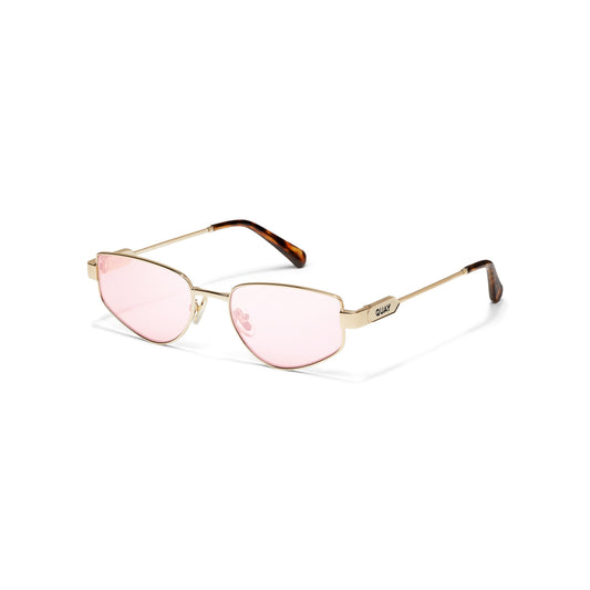 QUAY Hit Single Sunglasses - Gold/Digi Pink