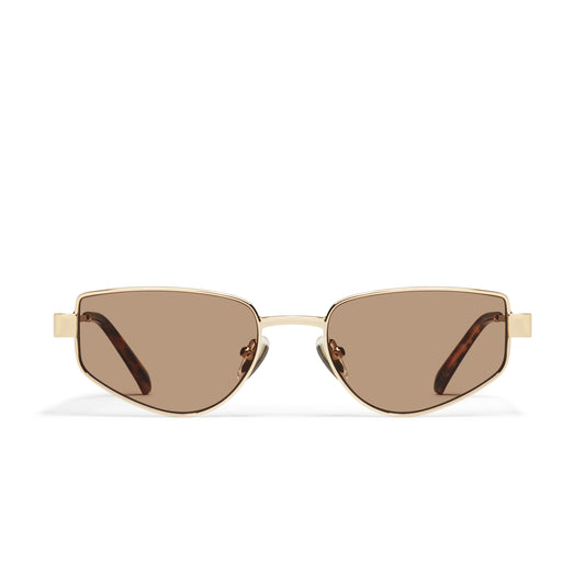 QUAY Hit Single Sunglasses - Gold/Tan