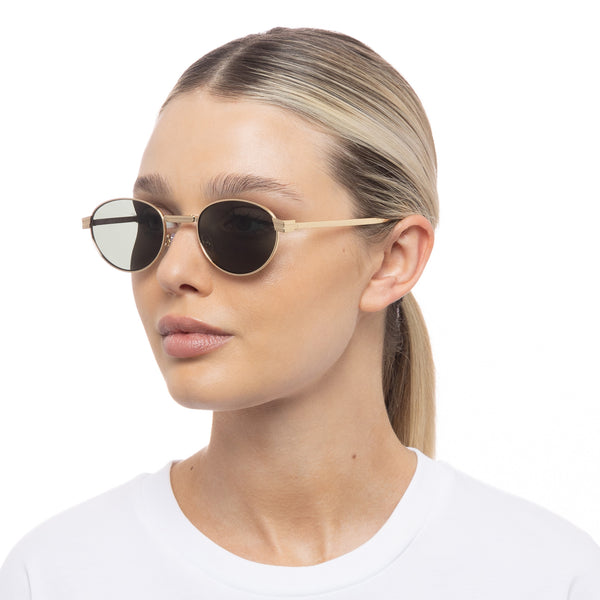 Le Specs Fold 01 | Bright Gold Khaki Mono (Foldable Sunglasses)