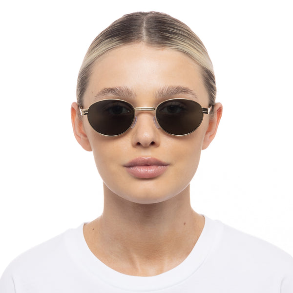 Le Specs Fold 01 | Bright Gold Khaki Mono (Foldable Sunglasses)