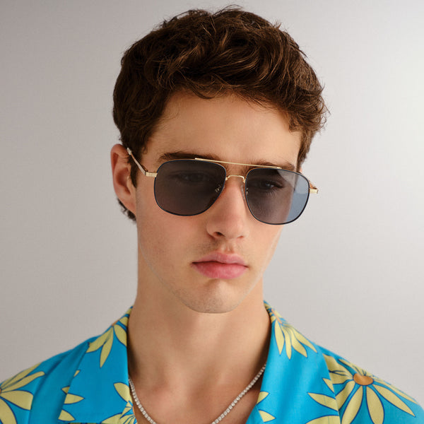 Le Specs The Charmer Limited Edition | Gold Seafoam Polarized Sunglasses (Truly On Holidays Collection)