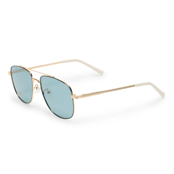 Le Specs The Charmer Limited Edition | Gold Seafoam Polarized Sunglasses (Truly On Holidays Collection)