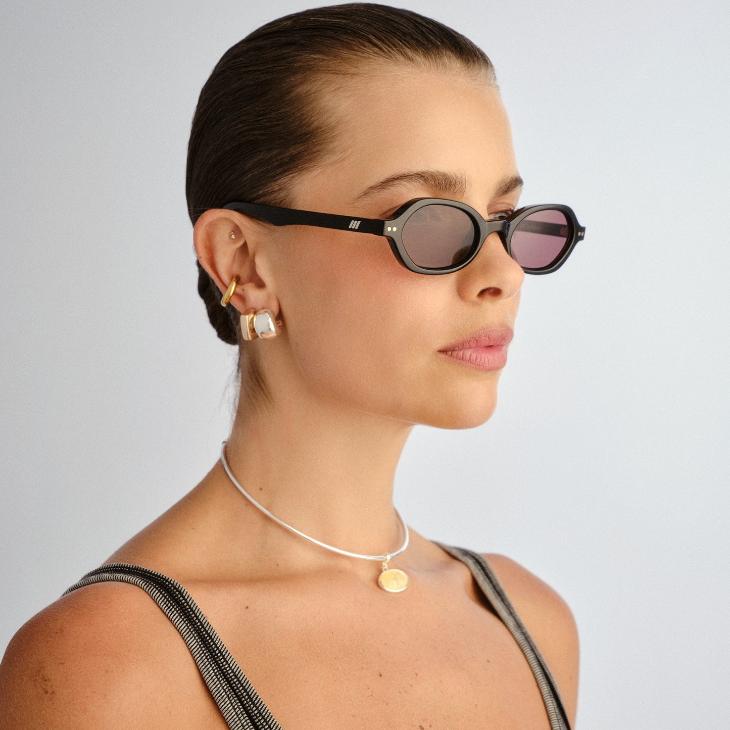 Le Specs Foundry + Global Fit Sunglasses | Black Smokey Brown Mono