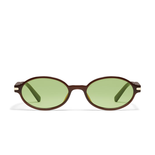 QUAY Nevermind Sunglasses - Dark Brown/Pistachio