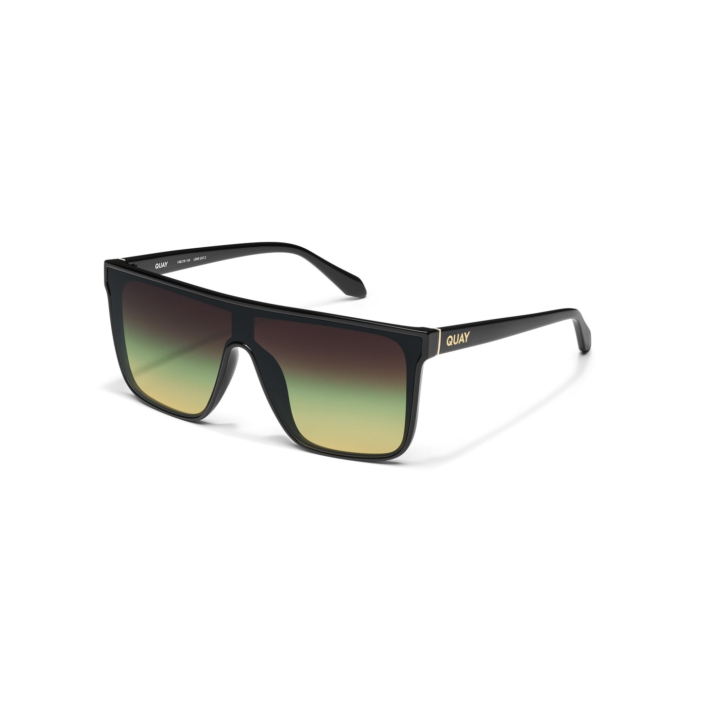 QUAY Nightfall Medium Sunglasses - Black/Pistachio Glow
