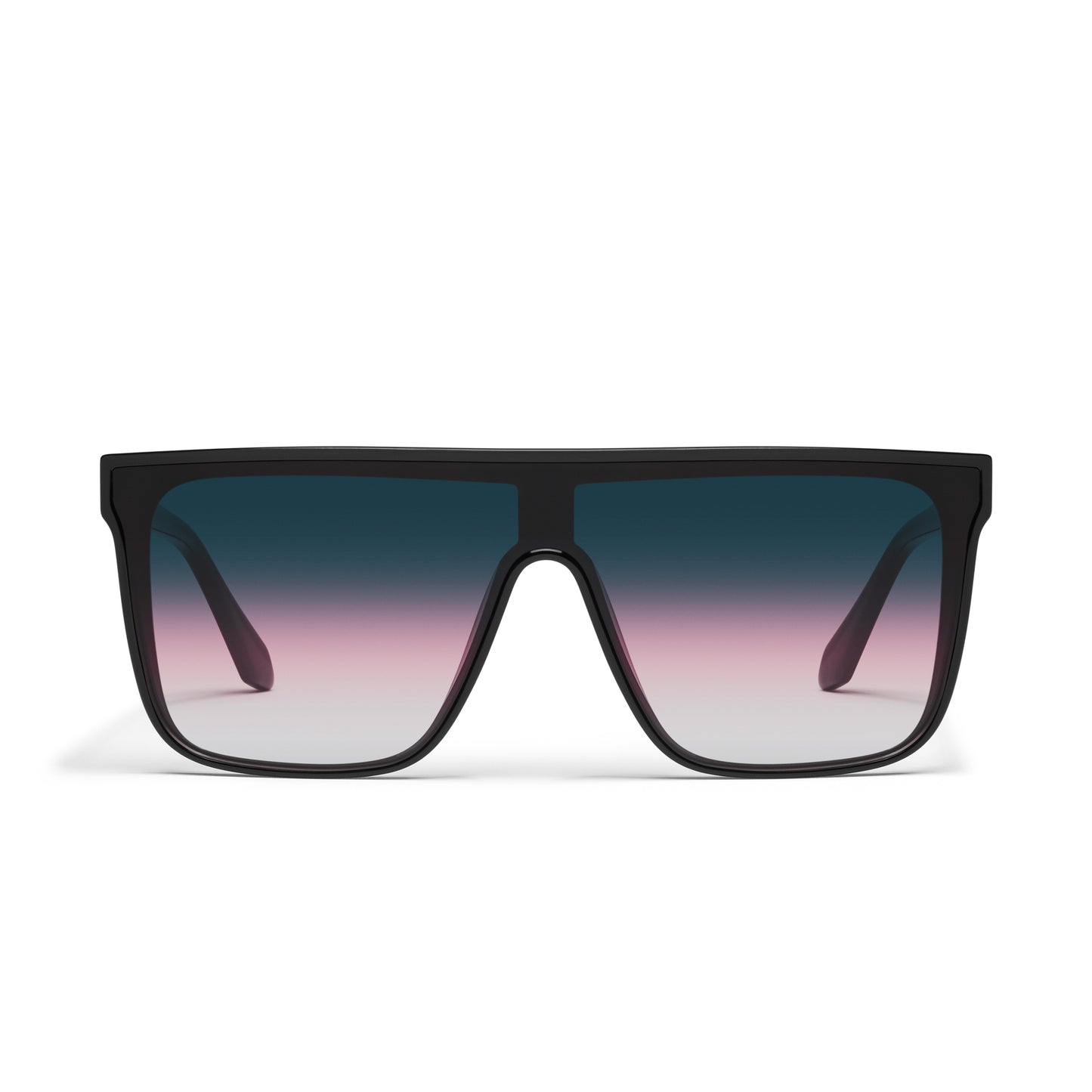 QUAY Nightfall Medium Sunglasses - Black/Teal Glow