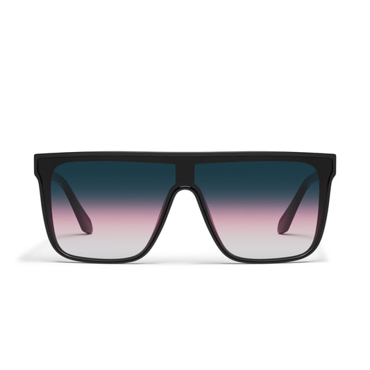 QUAY Nightfall Medium Sunglasses - Black/Teal Glow