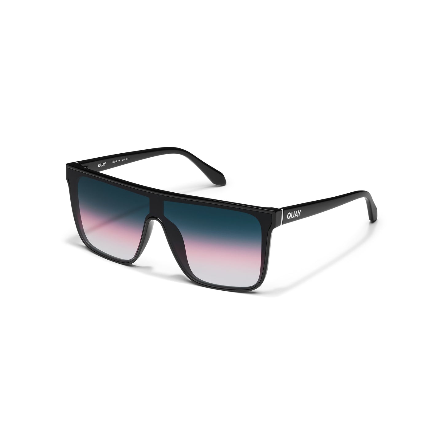 QUAY Nightfall Medium Sunglasses - Black/Teal Glow