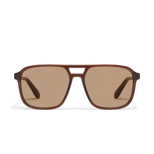QUAY On The Fly Sunglasses - Dark Brown/Tan
