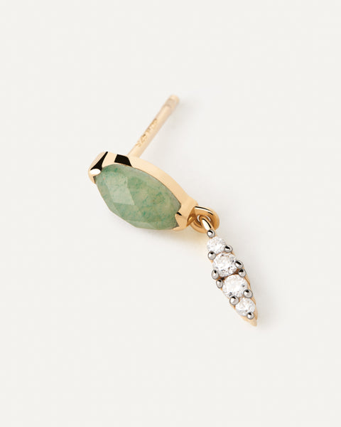 PDPAOLA Green Aventurine Ginger Single Earring - 925 Sterling Silver / 18K Gold Plating