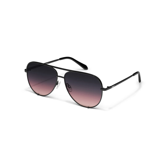 QUAY High Key Extra Large Sunglasses - Black/Black Plum Pink