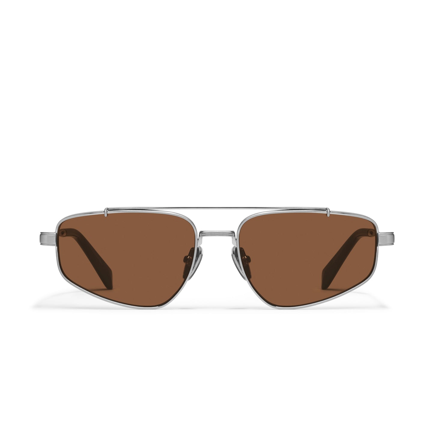 QUAY Pit Stop Sunglasses - Brushed Silver/Brown