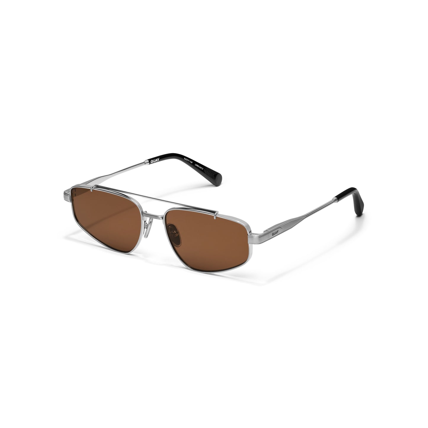 QUAY Pit Stop Sunglasses - Brushed Silver/Brown