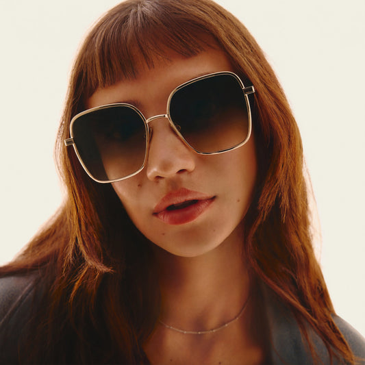 QUAY 5th Ave Sunglasses  - Brushed Gold/Smoke Aqua