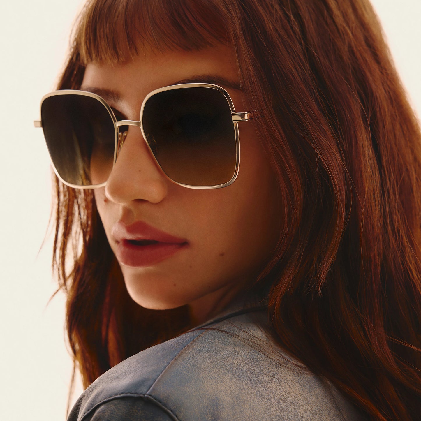 QUAY 5th Ave Sunglasses  - Brushed Gold/Smoke Aqua