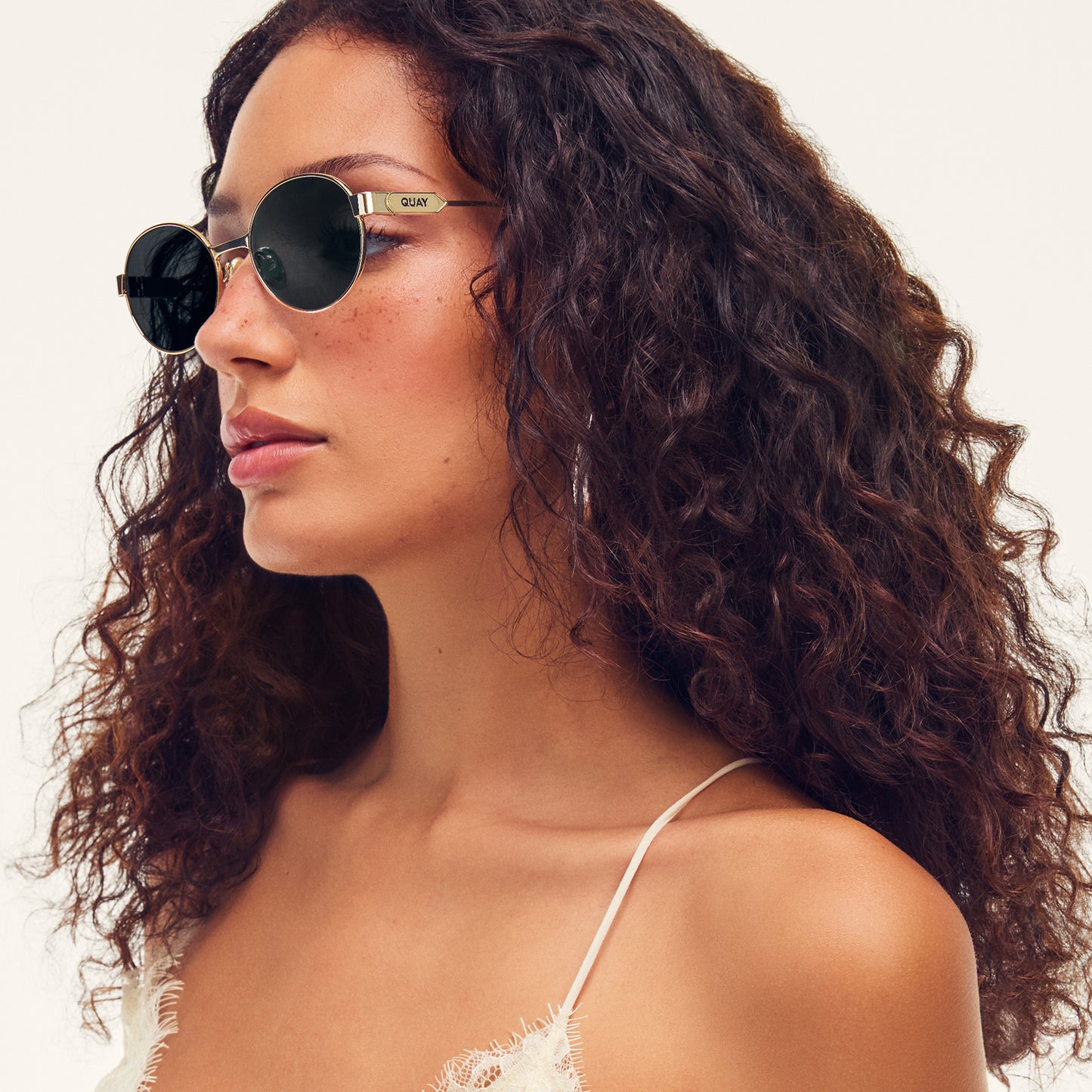 QUAY Anyways Sunglasses - Brushed Gold/Brown