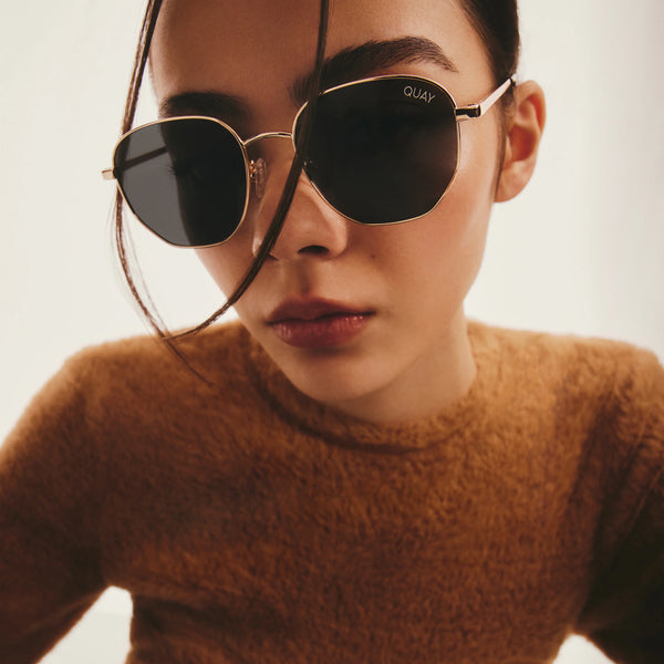 QUAY Big Time Sunglasses - Gold/Smoke Polarized