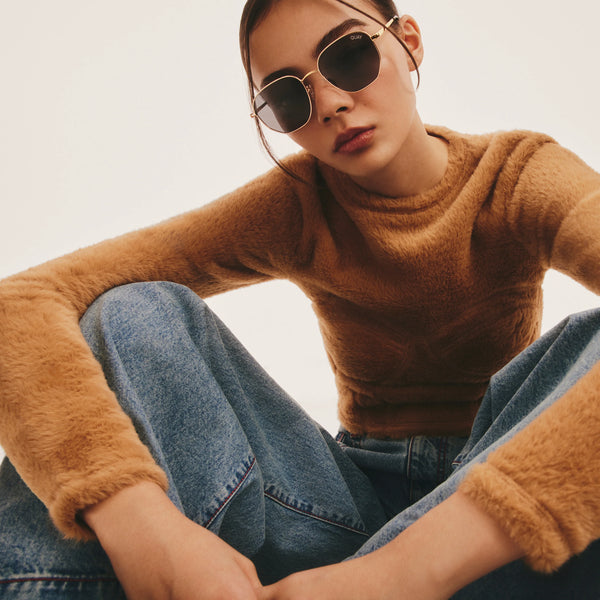 QUAY Big Time Sunglasses - Gold/Smoke Polarized