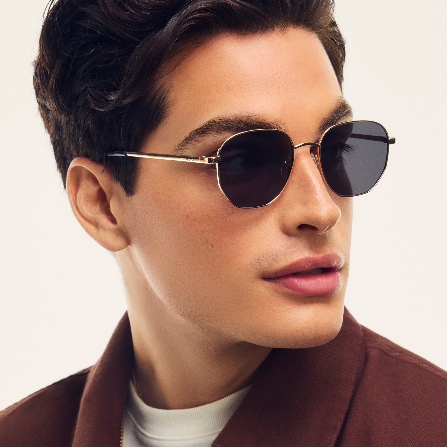 QUAY Big Time Sunglasses - Brushed Silver/Tan