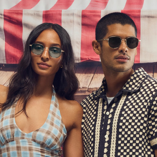 QUAY Born Ready Sunglasses - Gold/Aqua