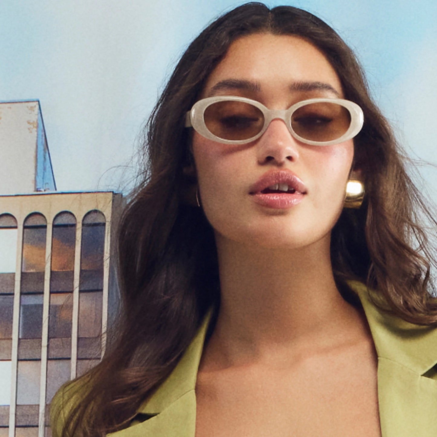 QUAY Felt Cute Sunglasses - Bone/Tan