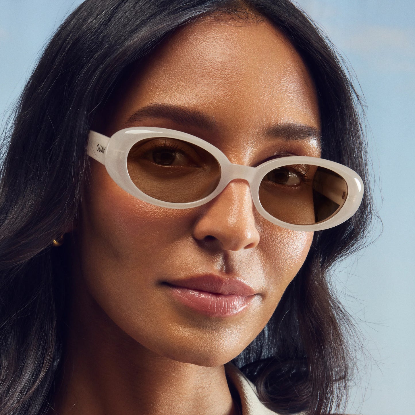 QUAY Felt Cute Sunglasses - Bone/Tan