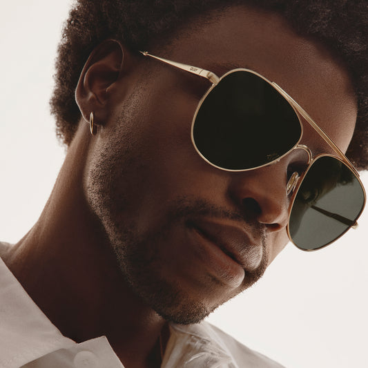 QUAY Free Fall Sunglasses - Brushed Gold/Green Polarized