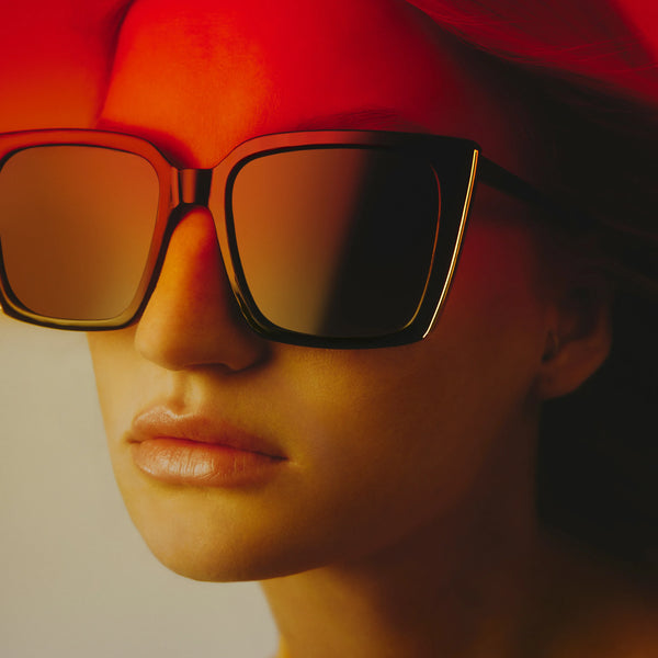 QUAY Front Cover Sunglasses - Black/Smoke Polarized