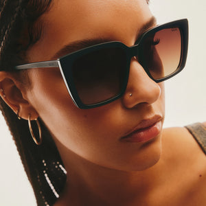 QUAY Front Cover Sunglasses - Matte Black/Brown Yellow