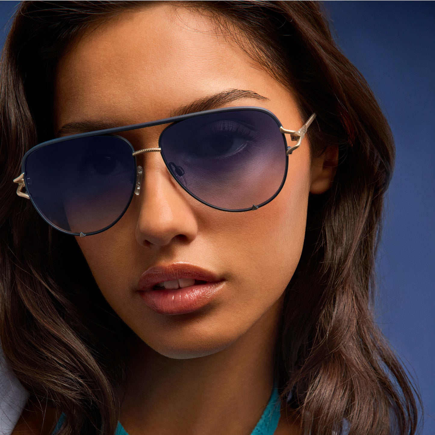 QUAY High Key Twist Sunglasses - Matte Navy/Navy
