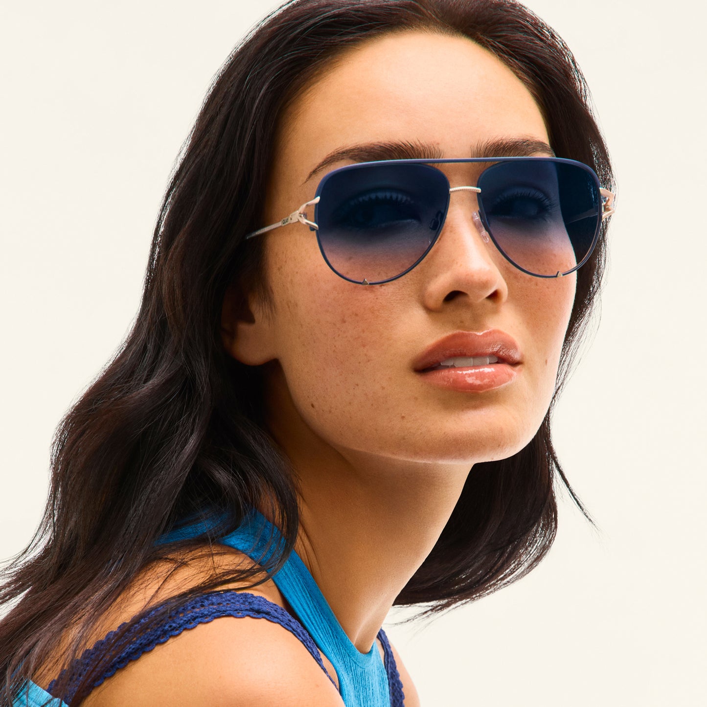 QUAY High Key Twist Sunglasses - Matte Navy/Navy