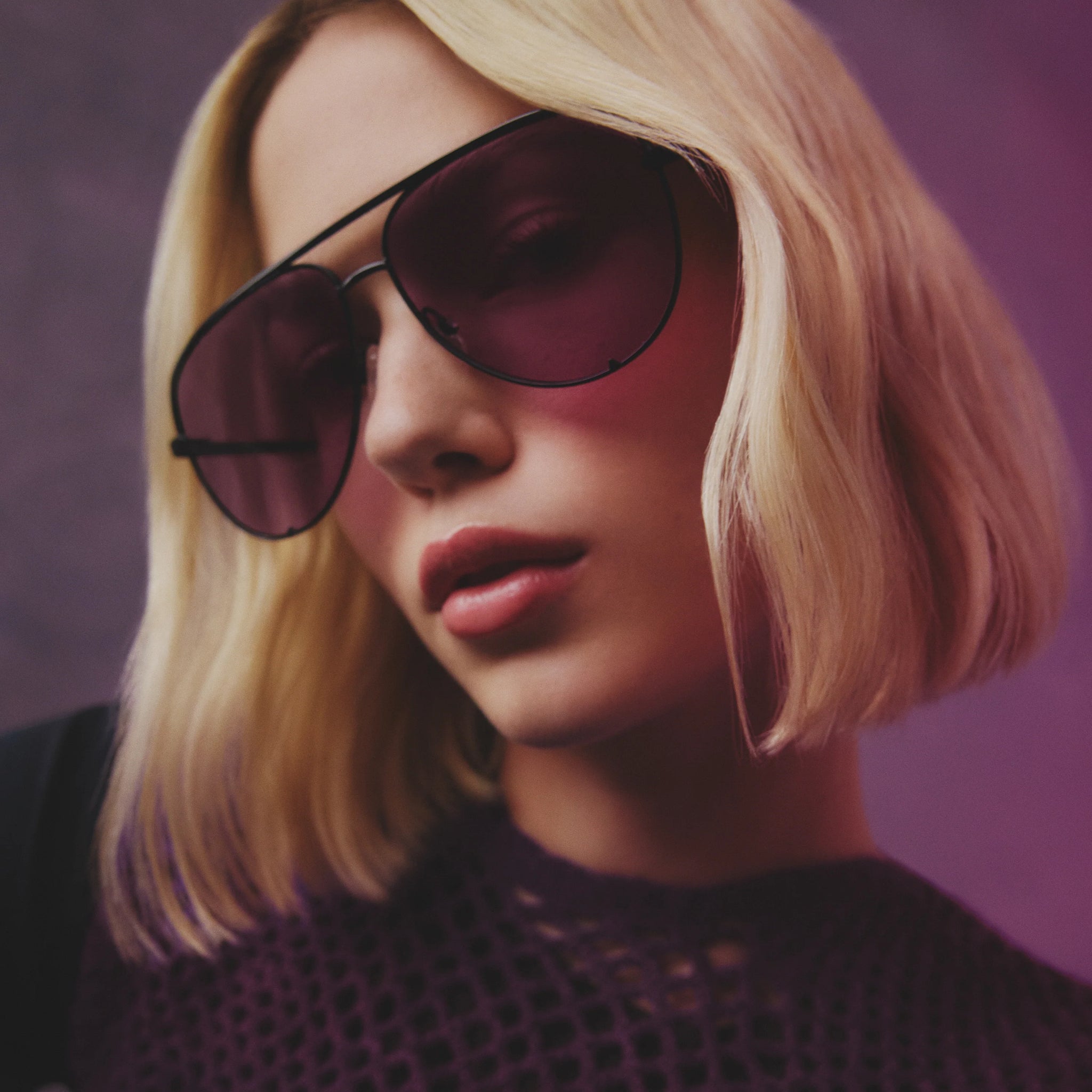 QUAY High Key Extra Large Sunglasses Black Amethyst PRESENCE Paris