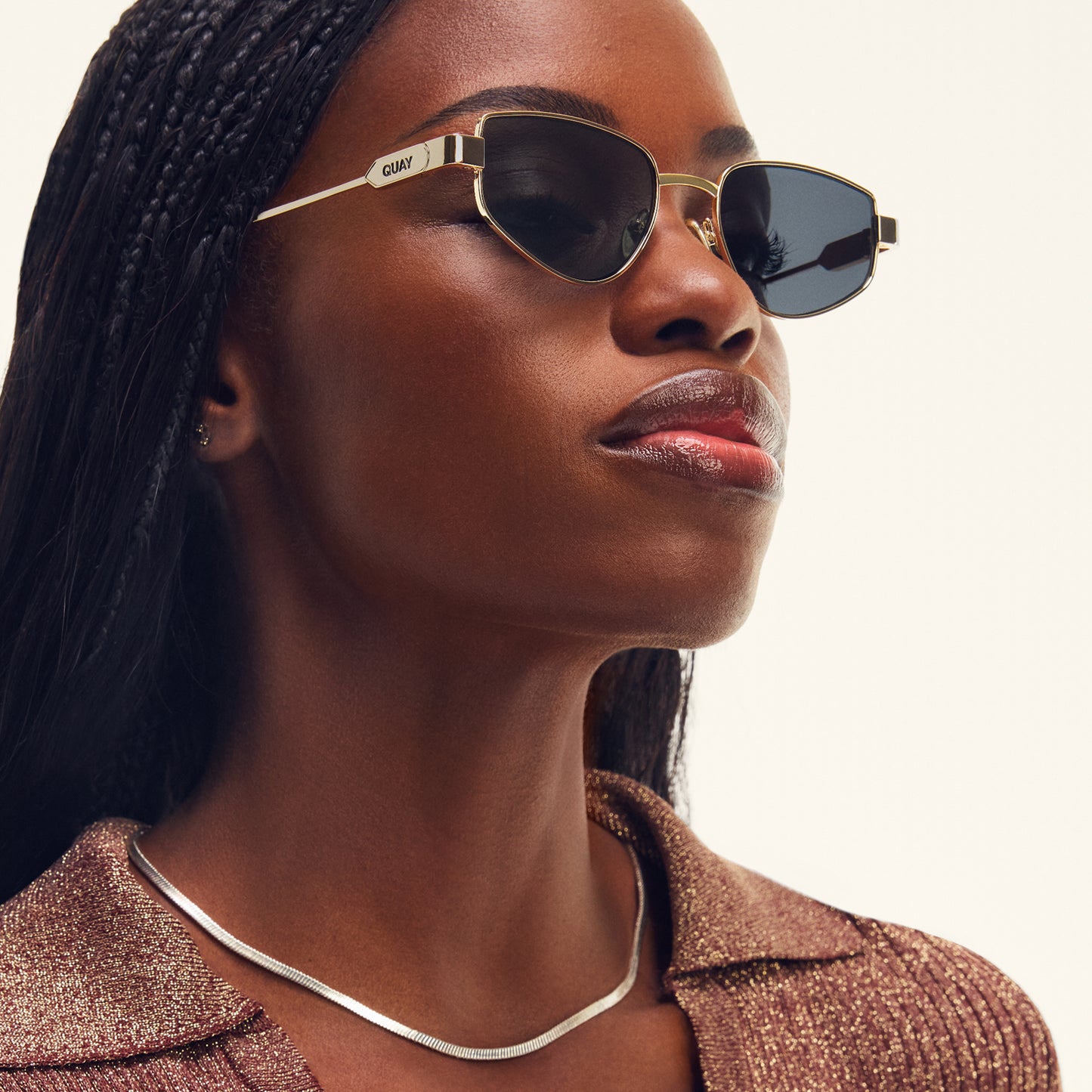 QUAY Hit Single Sunglasses - Gold/Smoke