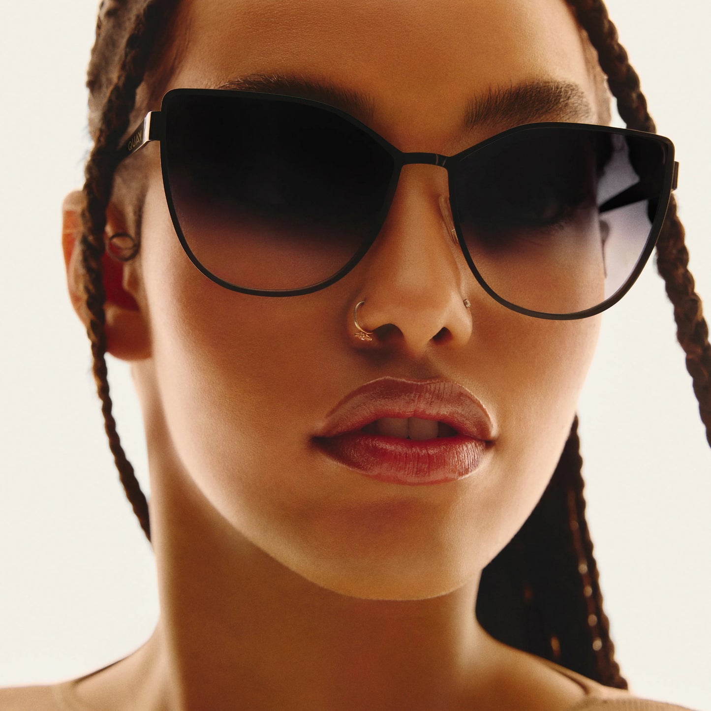 QUAY In Pursuit Sunglasses - Black/Black Plum Pink