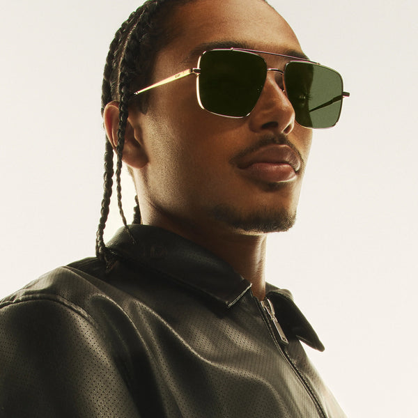 QUAY Level Out Sunglasses - Gold/Green Polarized