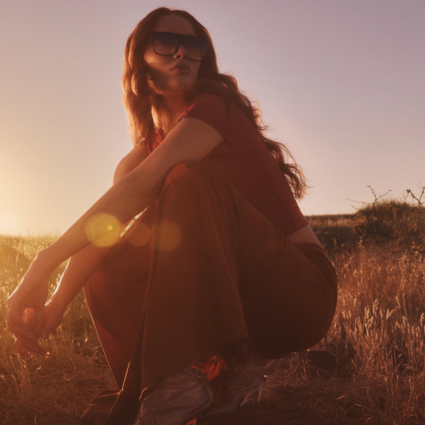 QUAY Nightfall Medium Sunglasses - Black/Dusk Pink (Exclusive Colourway)