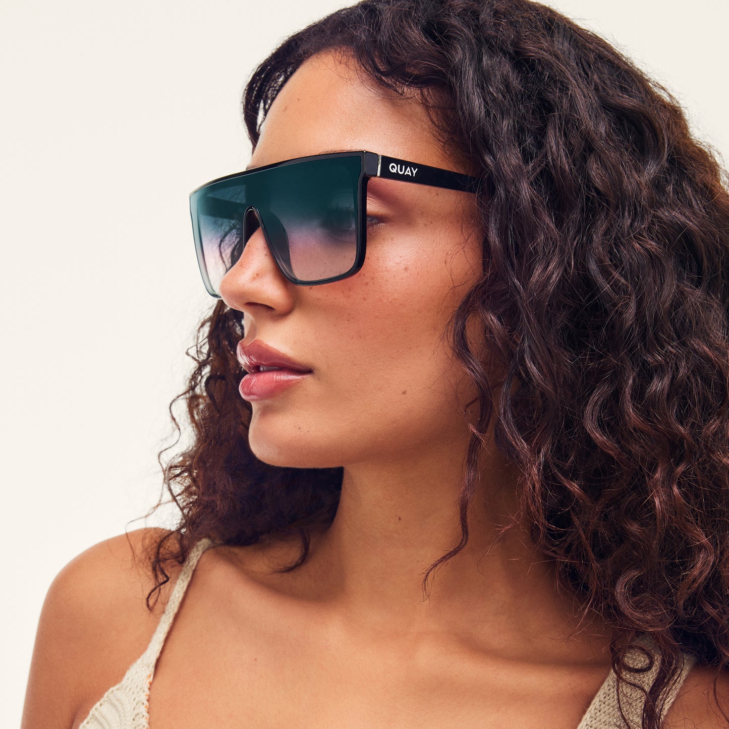 QUAY Nightfall Medium Sunglasses  - Black/Smoke Aqua